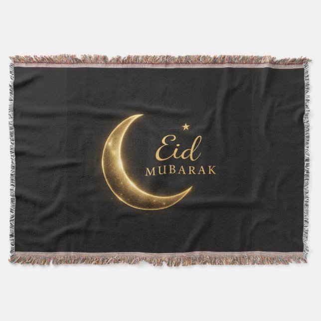 Cobertor Black & Gold Eid Mubarak Decorative Pillow – Ramad (Frente)
