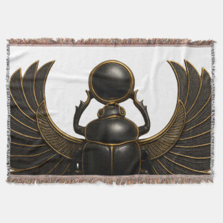Cobertor Black & Gold Pharaonic Beetle Throw Blanket