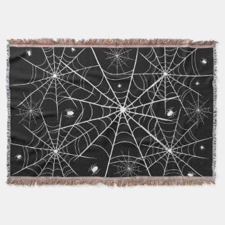 Cobertor Black White Spider Web Pattern Gothic Spooky