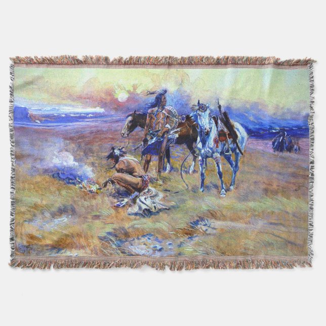 Cobertor Blackfeet Burning Crow Buffalo Range Charles M Rus (Frente)