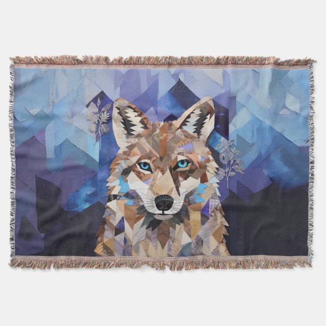 Cobertor Blanket de Montanha Geométrica do Wolf (Frente)