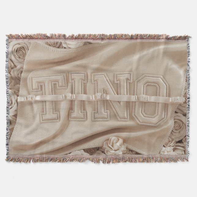 Cobertor Blanket de Rosa bordado TINO (Frente)