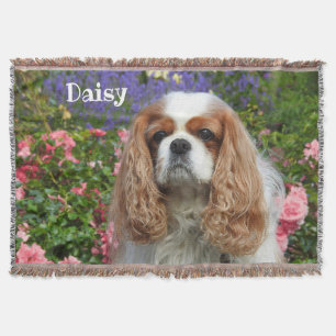 Cobertor Blenheim Cavalier King Charles Spaniel em Flores