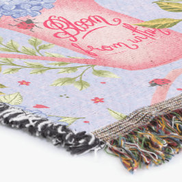 Cobertor Blooming Hydrangea Cottagecore Pink Watering Cans 