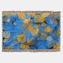 Cobertor  Blue and Orange Concentric Circles Throw Blanket