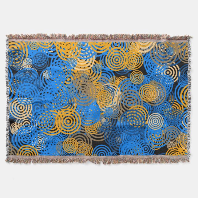 Cobertor  Blue and Orange Concentric Circles Throw Blanket (Frente)