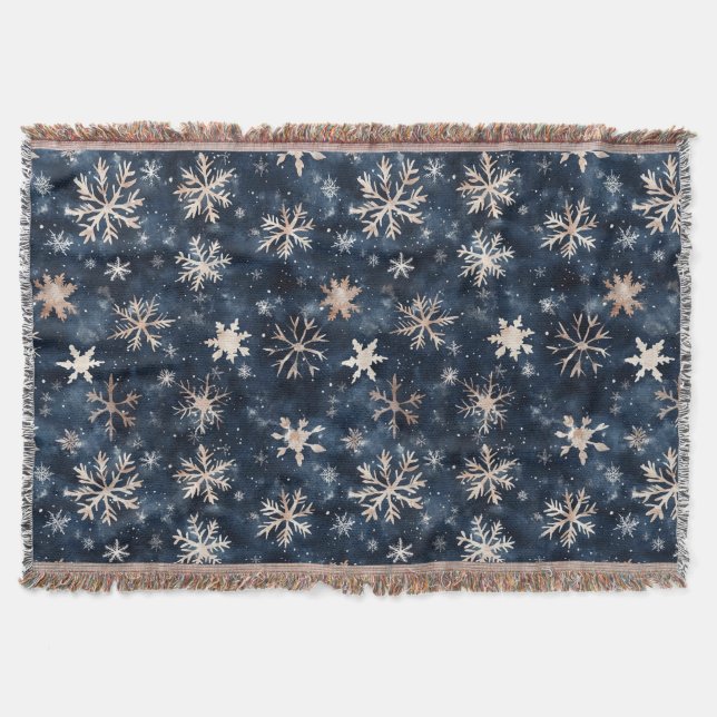 Cobertor Blue Cream Christmas Snowflakes (Frente)