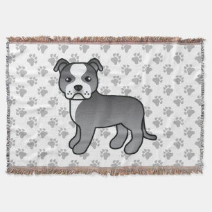 Cobertor Blue E White Staffordshire Bull Terrier Dog