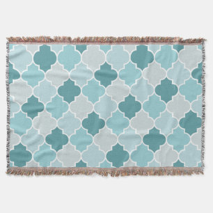Cobertor Blue Marroquino Trellis, Laticework, Quatrefoil