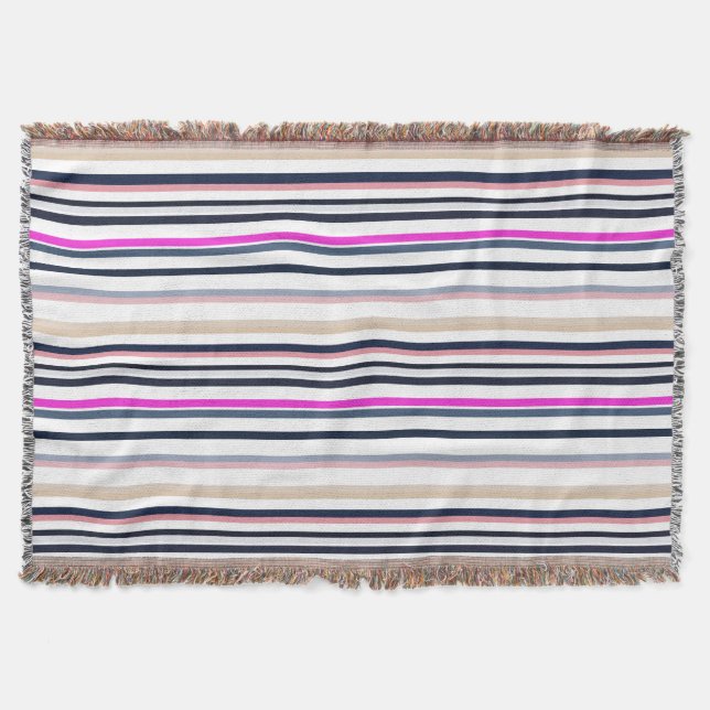 Cobertor Blue Pink and Sand Stripes (Frente)