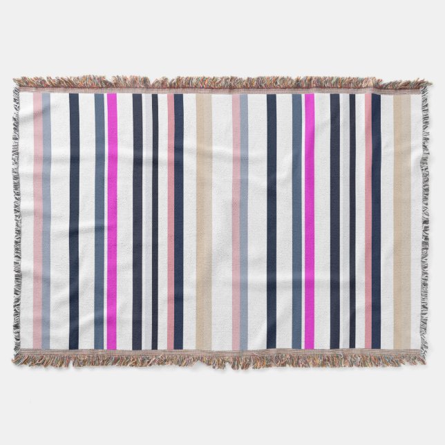 Cobertor Blue Pink and Sand Stripes (Frente)