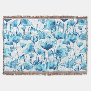 Cobertor Blue Watercolor Daisies