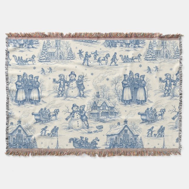Cobertor Blue Winter Toile Chinoiserie (Frente)