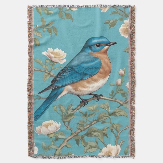 Cobertor Bluebird William Morris Inspirou Turquois (Frente Vertical)
