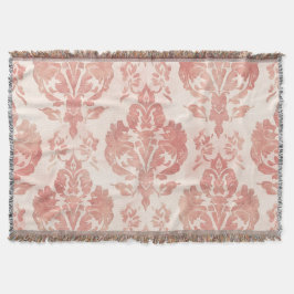 Cobertor Blush Damask Watercolor Floral Vintage Pattern