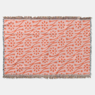 Cobertor Blush de Coral Padrão de Ilustração Botânica Boho
