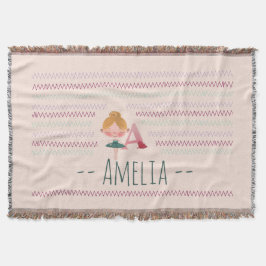 Cobertor Blush Pink Ballerina "A" Monogram Name