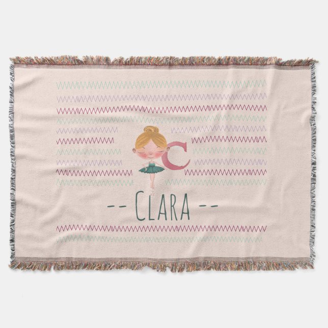 Cobertor Blush Pink Ballerina Monogram C Name (Frente)
