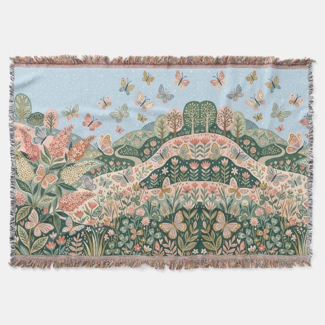 Cobertor Blush & Sage Butterfly Meadow (Frente)