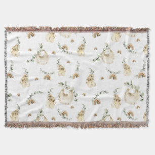 Cobertor Boho Baby Bibs Rainbows Botânico Verde Padrão