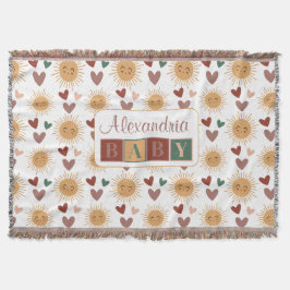 Cobertor Boho Baby Sun e Hearts Personalizados Throw Blanke