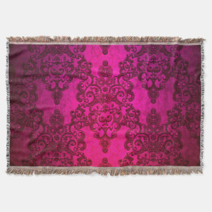 Cobertor Boho Damask Profundo Rosa Glowing Estilo Vitoriano