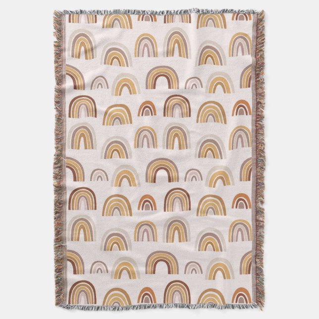 Cobertor Boho Desert Rainbow Abstrato Arch Pattern Taupe (Frente Vertical)