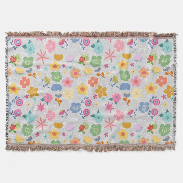 Cobertor Boho Flowers Padrão B01.w LPink BG (Frente)