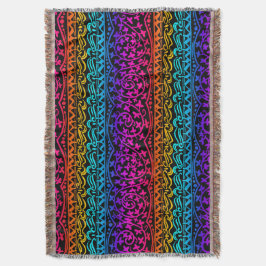 Cobertor Boho Mandala Rainbow Flower & Leaf Throw Blanket