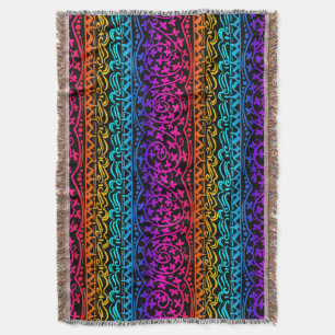 Cobertor Boho Mandala Rainbow Flower & Leaf Throw Blanket