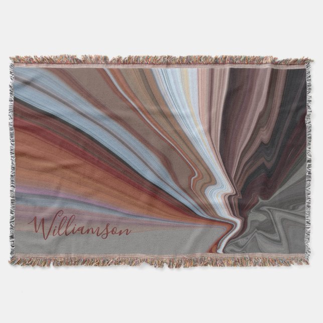 Cobertor Boho Personalizado Mármore Aquarela Listras de Out (Frente)