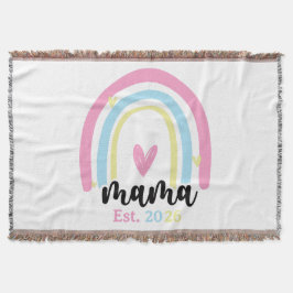 Cobertor Boho Rainbow Custom Mama Est. Year Keepsake
