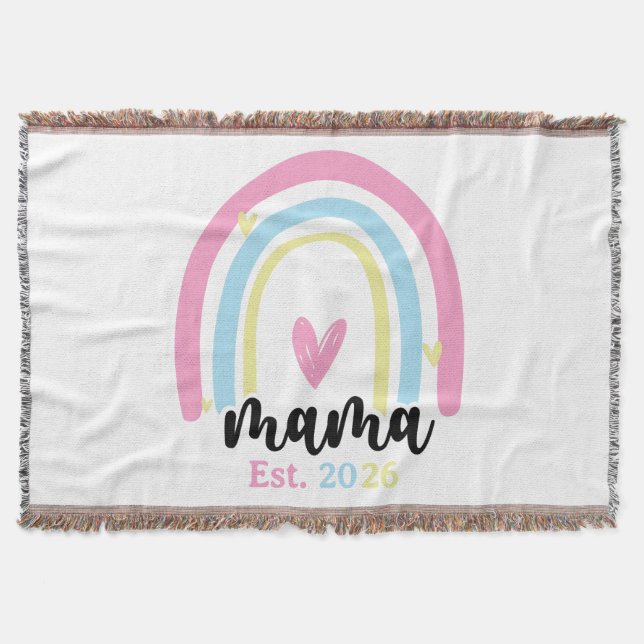Cobertor Boho Rainbow Custom Mama Est. Year Keepsake (Frente)
