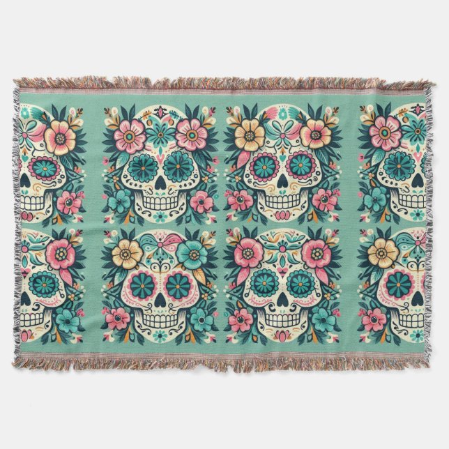 Cobertor Boho SugarSkulls (Frente)