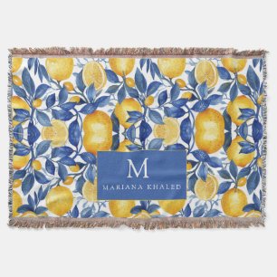 Cobertor Bold Blue Italiano Positano Lemon