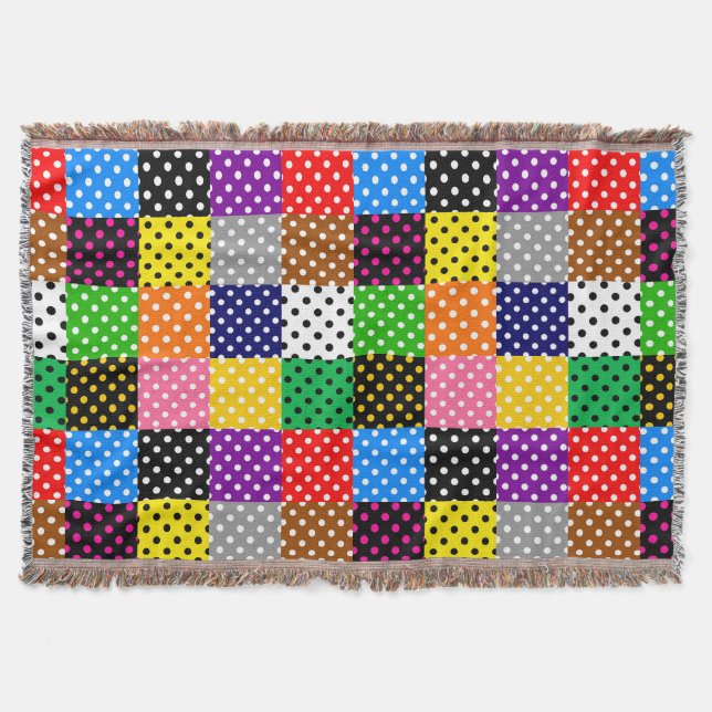 Cobertor Bolinhas de Quilt de Patchwork Multicolor (Frente)