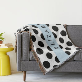 Cobertor Bolinhas Pretas e Brancas, Pontas, Seu Nome