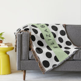 Cobertor Bolinhas Pretas e Brancas, Pontas, Seu Nome