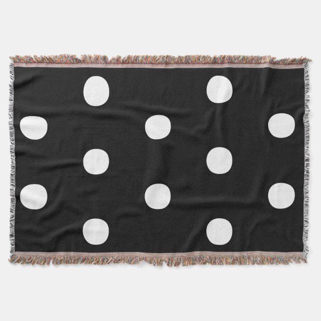 Cobertor Bolinhas Preto branco grande e brilhante padrão (Frente)