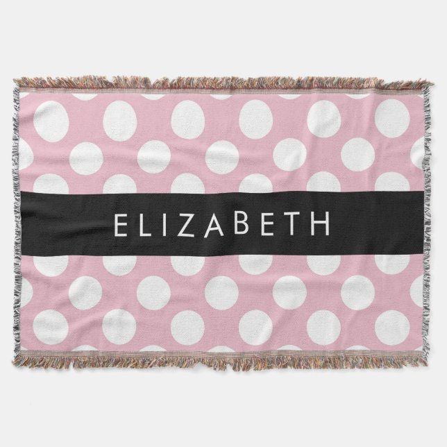 Cobertor Bolinhas Rosa, Padrão de Bolinhas, Seu Nome (Frente)