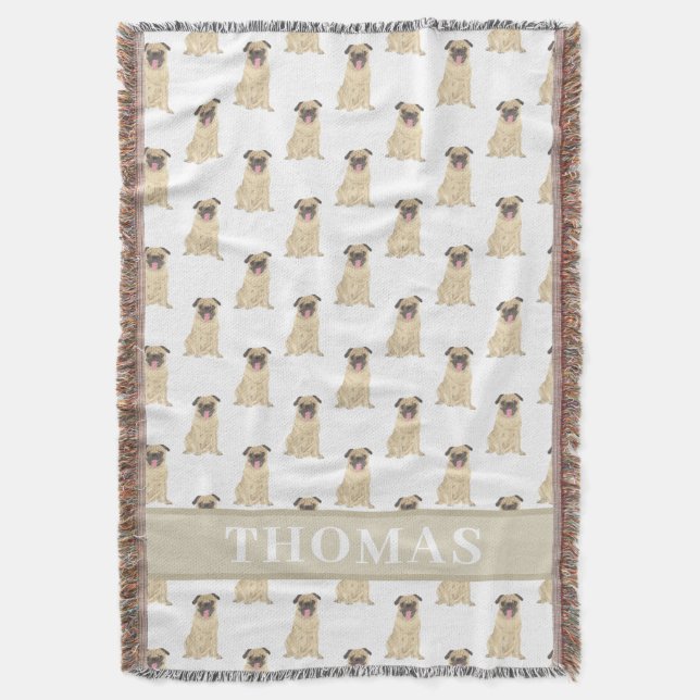 Cobertor Bolsa de Bebê de Pug Personalizada (Frente Vertical)