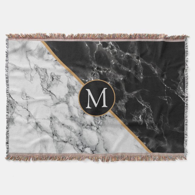 Cobertor Bolsa de Mármore Preto do Monograma (Frente)