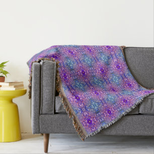 Cobertor Bolso de Atiramento do Padrão de Flor Azul Roxo