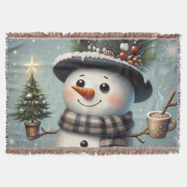 Cobertor Bonito boneco de Natal/Neve de inverno (Frente)