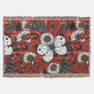 Cobertor Borboleta branca e rosas