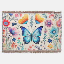 Cobertor Borboleta e Jardim de Flores Selvagens