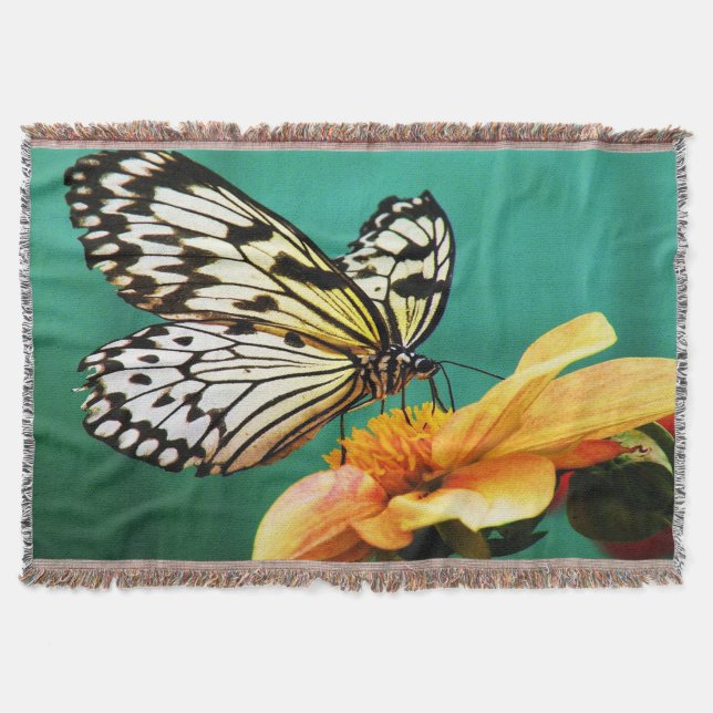 Cobertor Borboleta Monarca E Flor Laranja (Frente)
