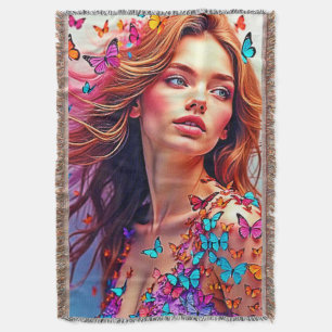 Cobertor Borboleta Retrato Retrato T-Shirt