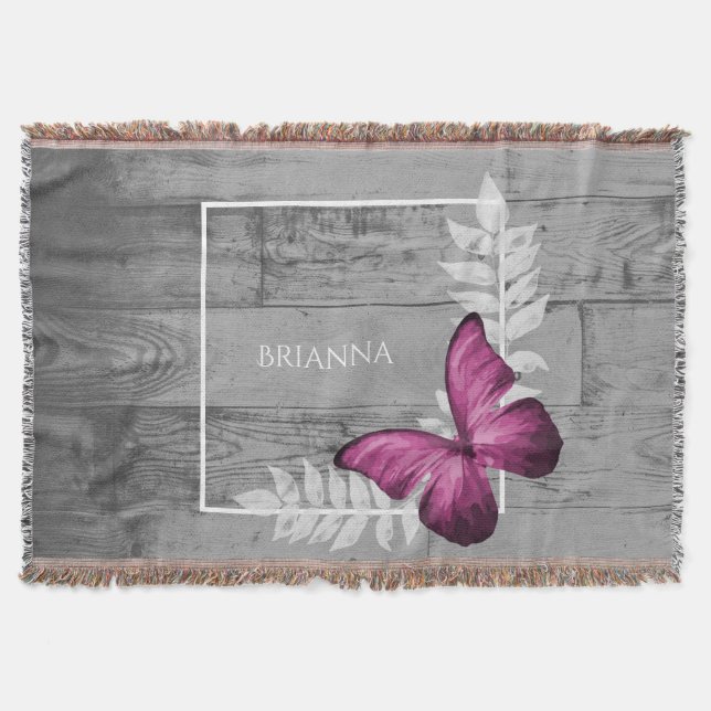 Cobertor Borboleta Rosa Borracha Personalizada Rústica (Frente)