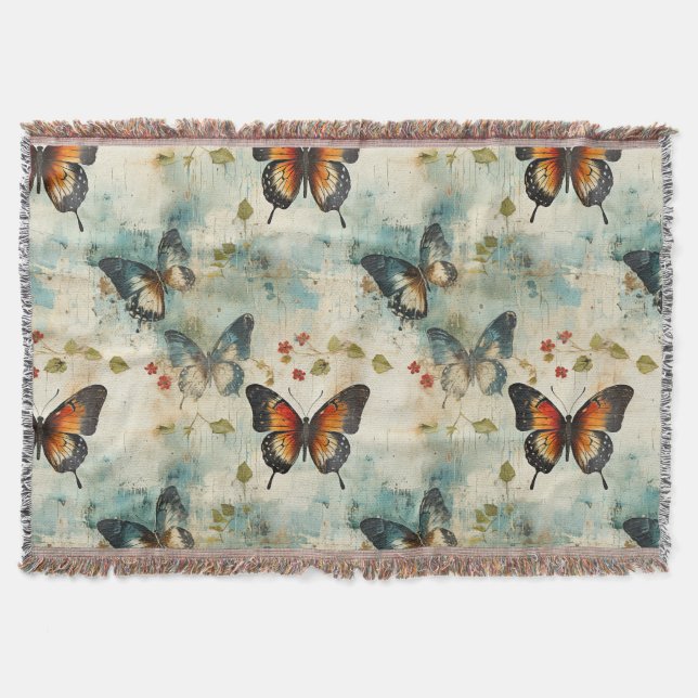 Cobertor Borboletas e flores coloridas (7) (Frente)